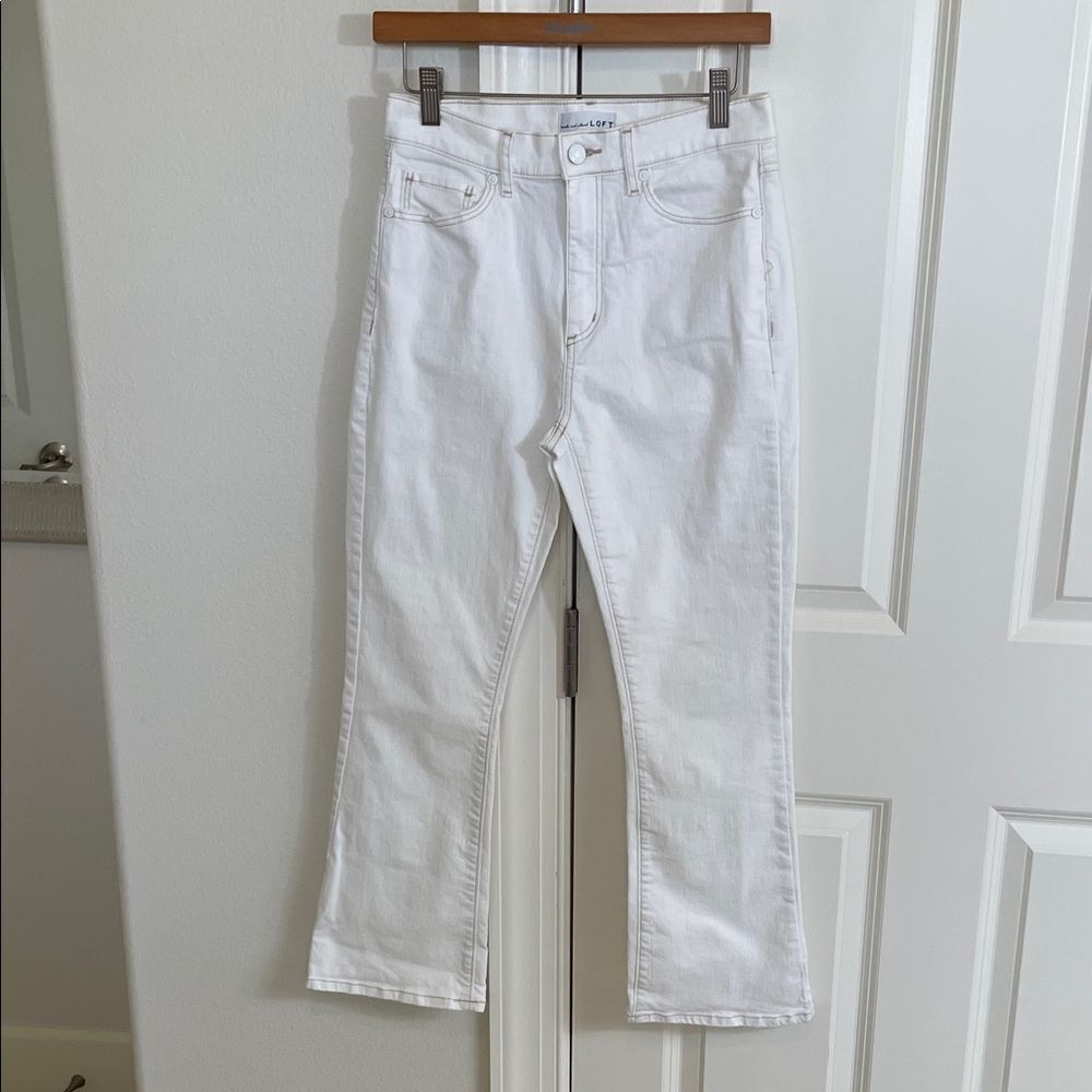 NWOT Loft The Kick Crop High Rise Natural Color Denim Jeans
